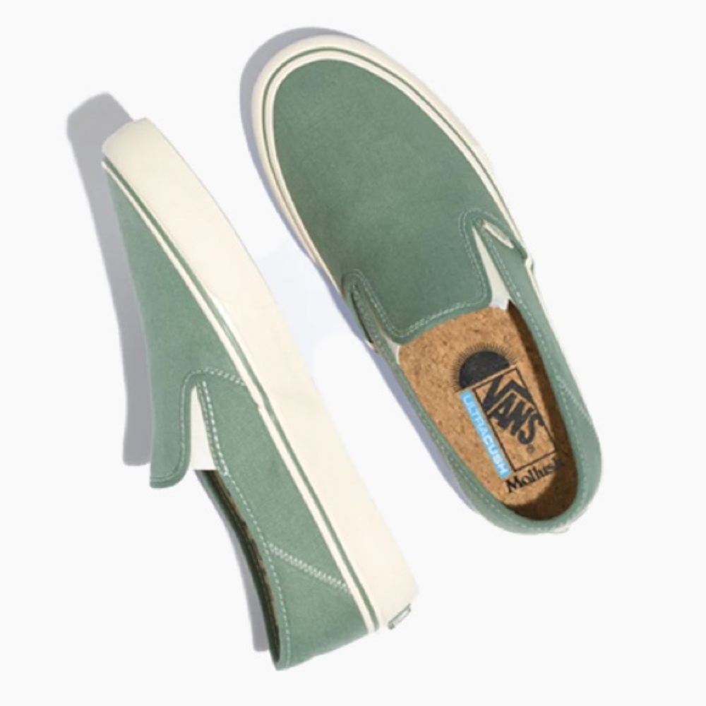 Vans Sage Green Canvas Slip-Ons